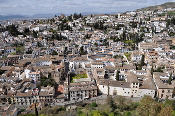 a view of Granada city in Spain taken from the Alhambra