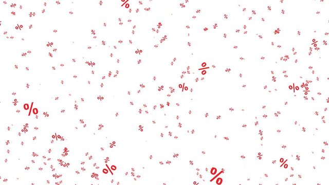 Hintergrund aus roten Prozentzeichen, die auf den Betrachter zufliegen &ndash; Film, Video, Animation