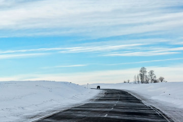 winter road in the Russian steppe