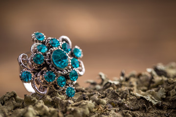 Fototapeta na wymiar Ring with blue stones