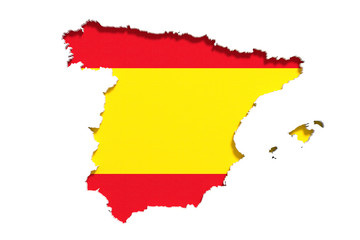Silhouette of Spain map with flag