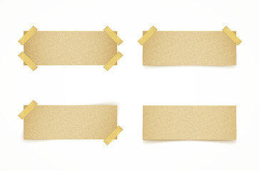 paper labels attached with sticky tape