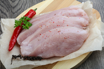 Raw turkey steak