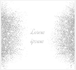 Silver glitter background.  Silver sparkles on white background