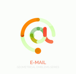 Vector email business symbol, or at sign logo. Linear minimalistic flat icon design