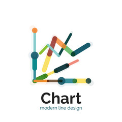 Thin line chart logo design. Graph icon modern colorful flat style