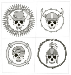 monochrome skull illustration for various use