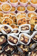 Banana cake and chocolate brownie cake