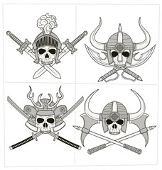 monochrome skull illustration for various use