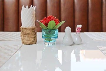 Zoomed accessories on dining table