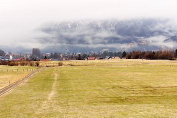 Fototapeta na wymiar View to town Reutte in Austria with alps