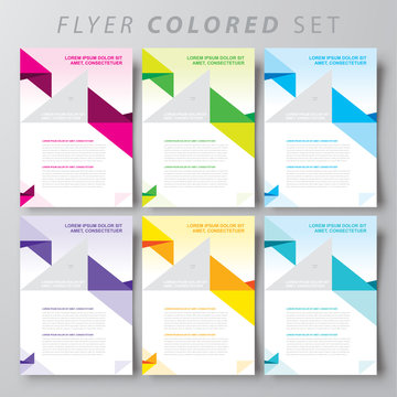 flyer brochure design template cover colored abstract triangles