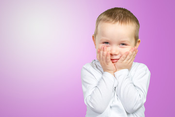 Child expressing surprise and happiness