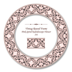 Vintage Round Retro Frame 241 Pink Spiral Kaleidoscope Flower