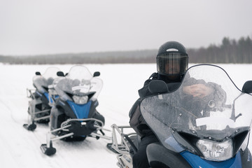 Man on a snowmobile