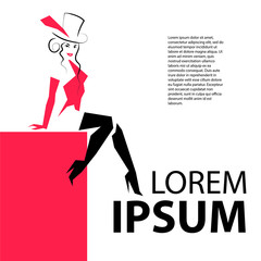 Hand drawn fashion lady portrait isolated on white background.