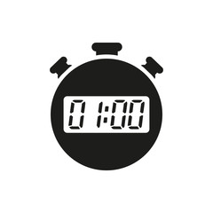 The 60 seconds, minutes stopwatch icon. Clock and watch, timer, countdown symbol. UI. Web. Logo. Sign. Flat design. App.