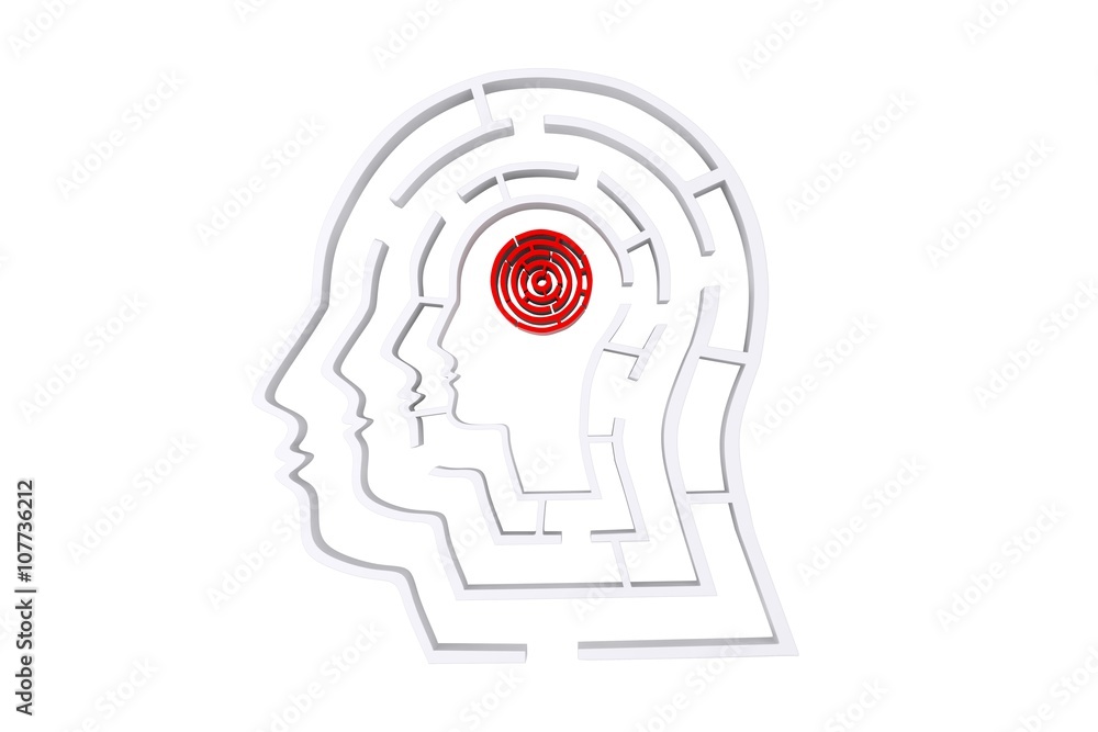 Poster composite image of maze brain in head