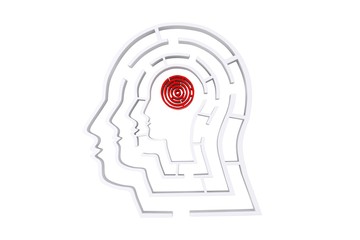 Composite image of maze brain in head