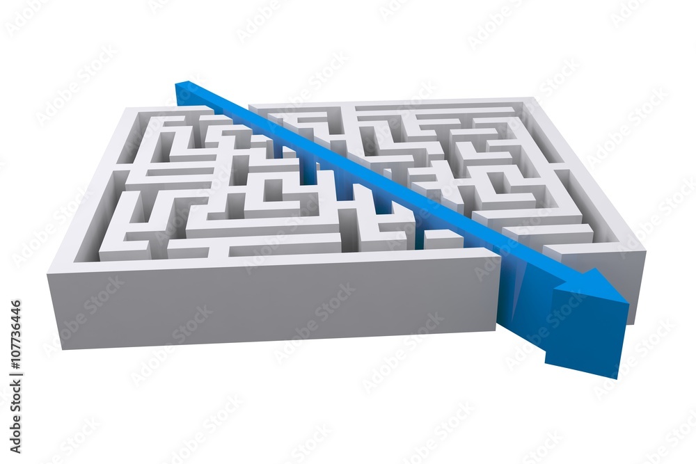 Poster composite image of arrow through maze