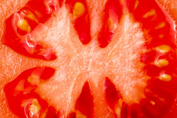 section of tomato as a background close-up macro