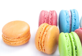 Colorful macaroon on white background
