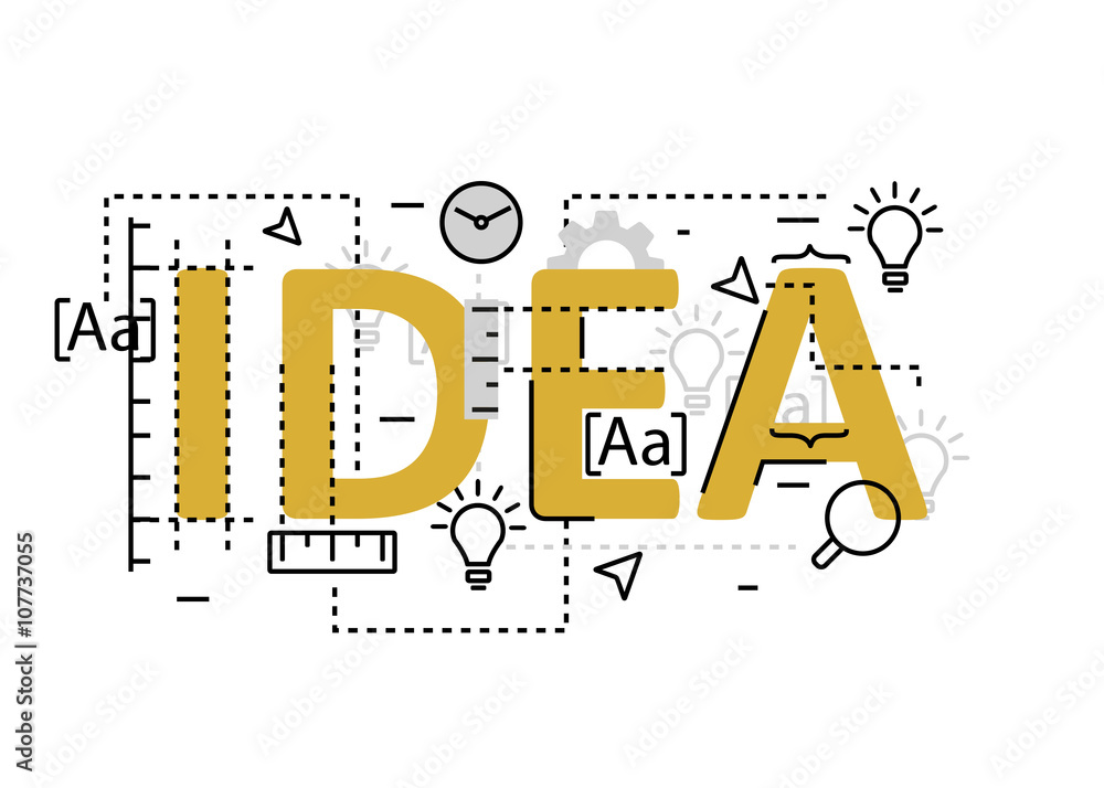Wall mural idea concept flat line design with icons and elements. modern idea concept vectors collection