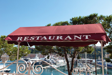 Canopy of restaurant in South France