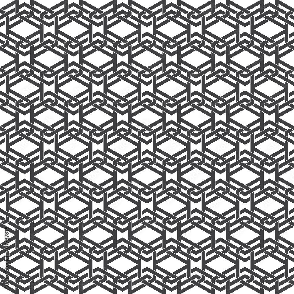 Poster seamless pattern of intersecting sophisticated geometric shapes. celtic chain mail. fashion backgrou