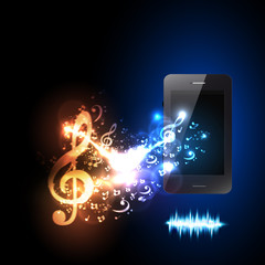 Smartphone with music note light design easy editable