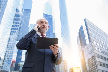 Businessman talking on mobile phone