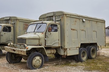 Old army car parked outdoors