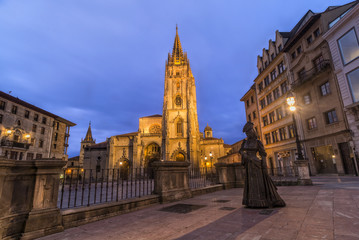 Fototapeta na wymiar Oviedo,catedral al atardecer