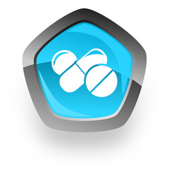 medicine blue pentagon web vector icon