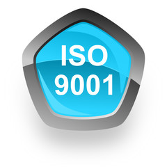iso vector blue pentagon web icon