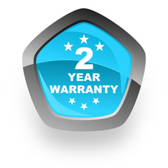 warranty blue pentagon vector icon