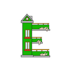 Illustration house letter alphabet