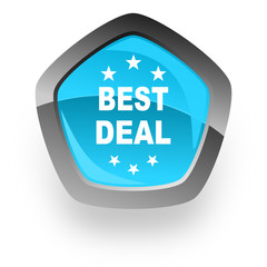 best deal blue pentagon vector web icon