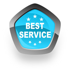 best service blue pentagon vector web icon