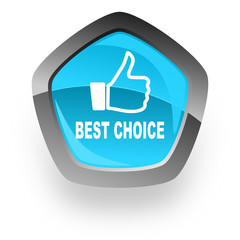 best choice blue pentagon web vector glossy icon
