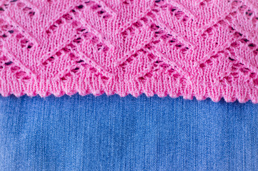 Jeans and pink knitted fabric