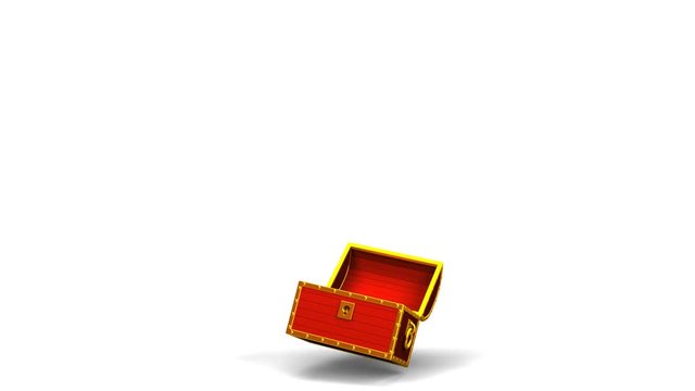 Red Treasure Chest On White Background