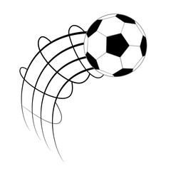 Soccer ball in motion isolated on white background