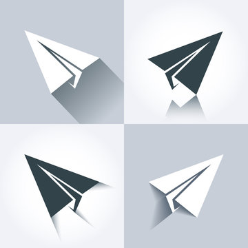 Vector paper plane icons. Paper plane elements