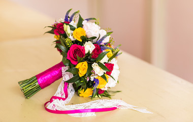 Colorful bridal wedding bouquet