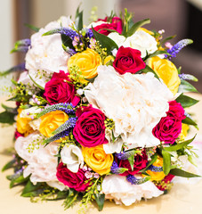 close up of bridal wedding bouquet