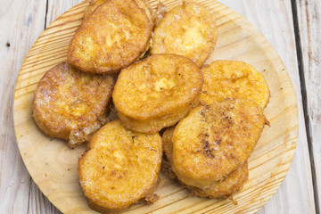 French toasts. Traditional Spanish torrijas