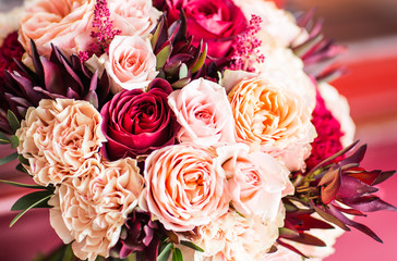 close up of bridal wedding bouquet