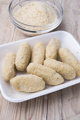 raw croquettes to fry in pan or in fryer