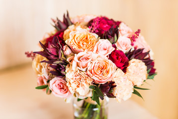 close up of bridal wedding bouquet